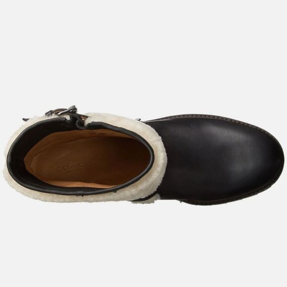 Coach Gabriella Boot 8 Black Natural Leather/Shearling Ankle Boots Sz 7.5 37.5 - Picture 5 of 11